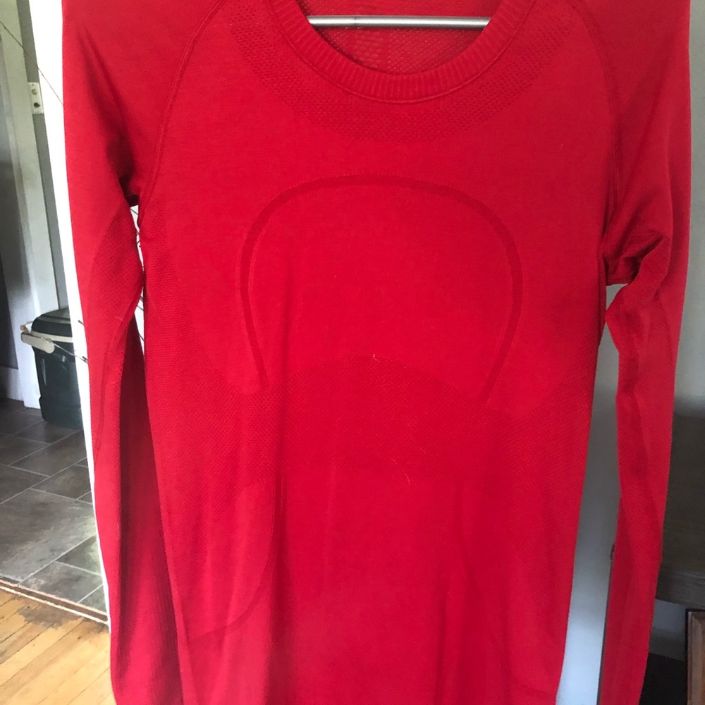 Red Lululemon long sleeve swiftly